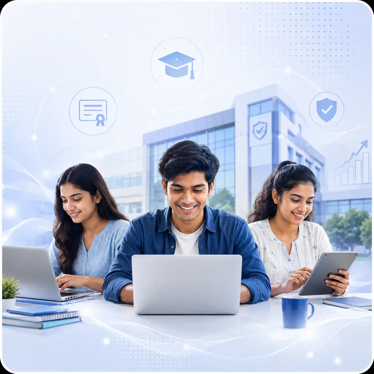 Students learning through the XectiQ computer education ecosystem