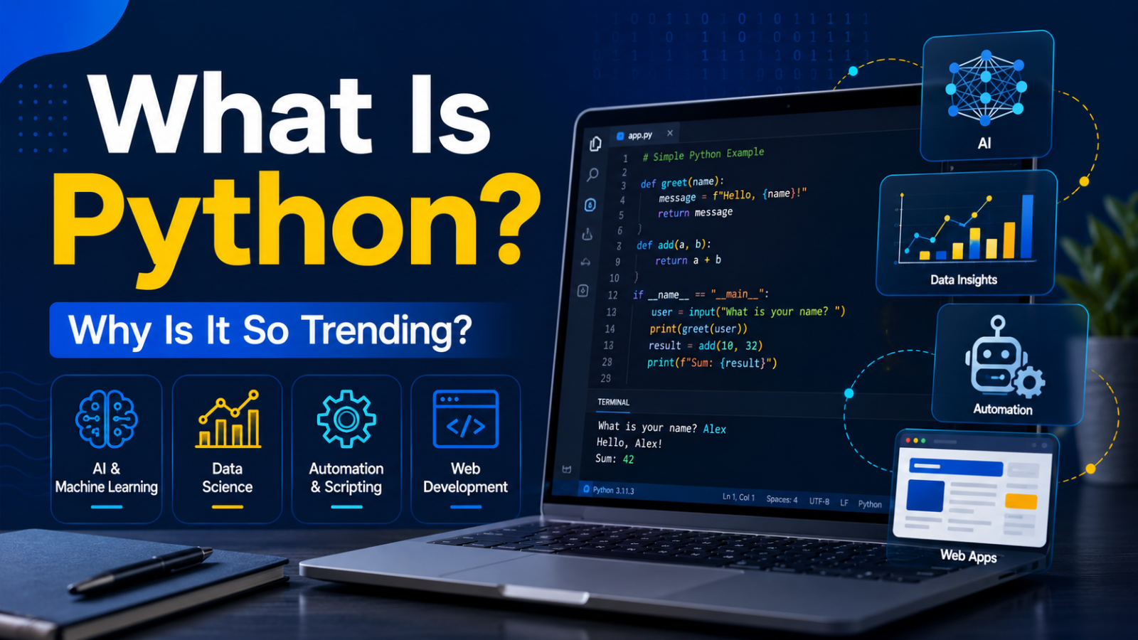Python programming language for web development, automation, data science and artificial intelligence