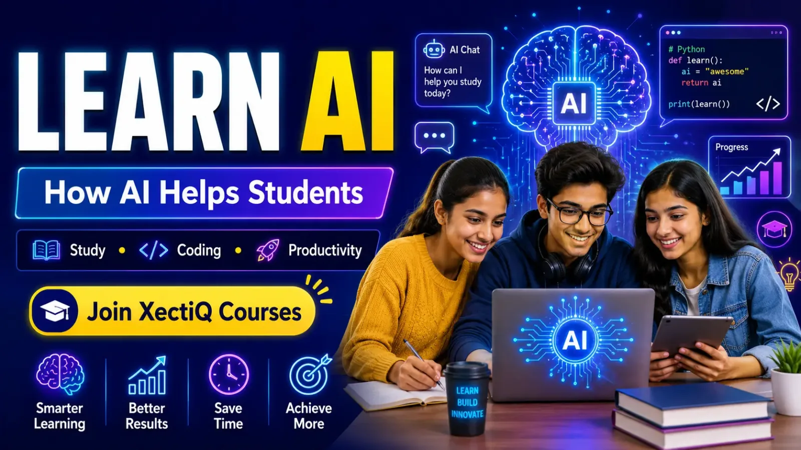 Students learning artificial intelligence AI for education skills and future careers